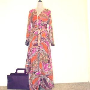 Spy Zone Exchange Boho maxi dress long sleeves size M New with tag